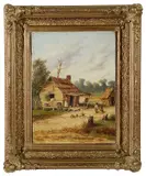A cabin scene with children by William Aiken Walker, oil on board, offered Jun 2020