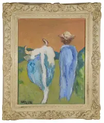 White Ox with farm worker by Henryk Gotlib, oil on canvas, offered Jun 2020