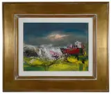 Fishing boats Ballachulish by Nael Hanna, Oil on canvas, offered Jun 2020