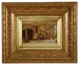 Interior scene by George Hardy, oil on panel, offered Jun 2020