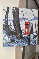Snowy post box by Timmy Mallett, print, sold Jan 2026