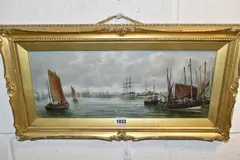 A maritime harbour scene by Bernard Benedict Hemy, oil on board, sold Dec 2025