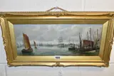 A maritime harbour scene by Bernard Benedict Hemy, oil on board, sold Dec 2025