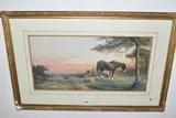 A sunset landscape with animals by William Henry Pigott, watercolour on paper, sold Dec 2025