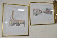 The Ponte Vecchio and Torre D by Paul Hogarth, pencil, sold Dec 2025