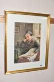 Elderly lady with book by David Wood Haddon, watercolour on paper, sold Dec 2025