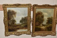 Landscape with figures by Joseph Thors, oil on wood, sold Dec 2025