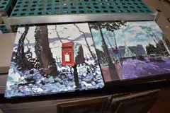 Snowy post box by Timmy Mallett, print, sold Dec 2025