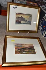 Comprising of a coastal landscape with ruins by John Keeley, WATERCOLOUR, sold Dec 2025