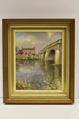 Crew and harpur, swarkestone by Rex Preston, oil on canvas, sold Nov 2025