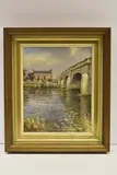 Crew and harpur, swarkestone by Rex Preston, oil on canvas, sold Nov 2025