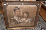 Portrait of a mother and daughter by Edmund Havell the Younger, 1874, charcoal and coloured, sold Nov 2025