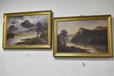 LANDSCAPE WITH RIVER, a river runs at the foot of a valley at by J. Johnson, oil on canvas, sold Nov 2025
