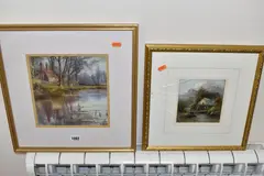A landscape with water mill by William E Ellis, oil on board, sold Nov 2025