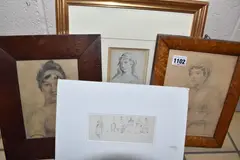 Portrait of a female figure by John Hayter, 1885, pencil on paper, sold Nov 2025