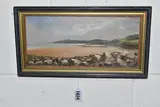 Red wharf bay from wern by Charles James Parry Snr, 1879, oil on board, offered Nov 2025