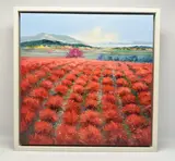 Field of red by Miguel Torres, oil on canvas, offered Oct 2025