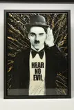 Hear no evil charlie by Mr Sly, mixed media on board, sold Oct 2025