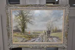 Winter fire by Alwyn Crawshaw, oil on canvas, sold Oct 2025