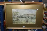 An extensive landscape by Henry George Gandy, 1925, watercolour on paper, sold Oct 2025