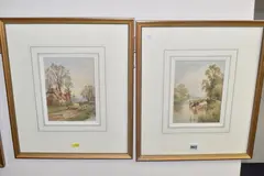 Comprising cattle drinking by Henry John Kinnaird, watercolour on paper, sold Oct 2025