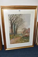 The first depicts a female by Henry Charles Fox, 1910, WATERCOLOUR, sold Oct 2025