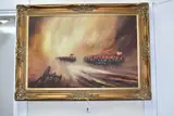 Charging cavalry at dawn by John Bampfield, oil on canvas, sold Oct 2025
