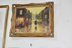 Victorian street scene at night by John Bampfield, oil on canvas, sold Oct 2025
