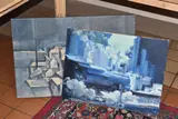 An industrial landscape in the style of cubism by Ronald K. Moore, 2012, oil on canvas, sold Aug 2025
