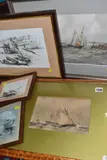comprising Aubrey Ramus (British, 1895-1950) a watercolour study of ships by Five Maritime Pictures, watercolour, sold Aug 2025