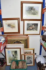 A WALL MIRROR, AND A BOX OF RECORDS to include four limited edition David by Ten Framed Pictures, oil, sold Aug 2025