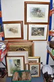 A WALL MIRROR, AND A BOX OF RECORDS to include four limited edition David by Ten Framed Pictures, oil, sold Aug 2025