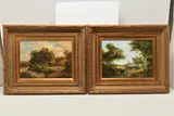 17th century style pastoral scenes by Johnny Gaston, oil on board, sold Jul 2025