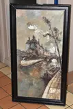 'barges on the seine by Marius Girard, oil on canvas, sold Jun 2025