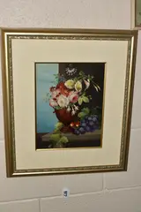 Still life with flowers and fruit by Cecil Kennedy, 1932, oil on board, offered Jun 2025