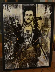 You talking to me by Mr Sly, mixed media on canvas, sold Jun 2025