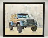 Mercedes g wagon by Roz Wilson, oil on canvas, sold Jun 2025