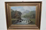 Landscape with fisherman by G. Williamson, oil on canvas, sold Jun 2025