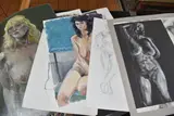 Portraits and nude figure studies etc by Len Hardy, charcoal and pencil, sold Jun 2025
