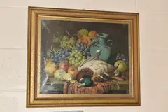 A still life study of fruit and a duck after Charles Thomas Bale by William Langley, oil on canvas, sold May 2025
