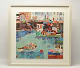 Falmouth harbour by Sally Ann Fitter, mixed media on canvas board, sold May 2025