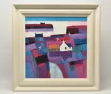 'RUSTY ROOF', farm buildings in a colourful landscape, signed by David Body, oil on canvas, sold May 2025