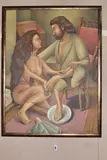 Domestic scene by Graham Wheatley, oil on canvas, offered May 2025