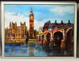 Westminster viewed from across the Thames by Blai Thomas Ibanez, oil on canvas, sold May 2025