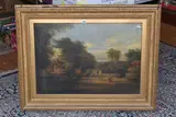 A rural village with dwellings and a barn by Thomas Miles Richardson Senior, oil on canvas, offered May 2025
