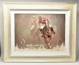 Two polo players by Mark Spain, oil on canvas, sold May 2025