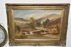 A river landscape by Tom Seymour, oil on canvas, offered May 2025