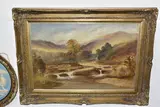 A river landscape by Tom Seymour, oil on canvas, offered May 2025