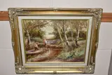 A nostalgic river landscape by Paul J. Attfield, oil, sold Apr 2025