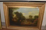 A rural village with dwellings and a barn by Thomas Miles Richardson Senior, oil on canvas, offered Apr 2025